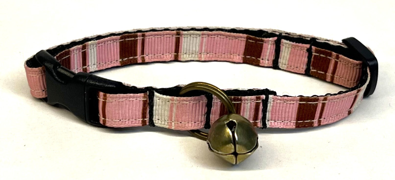 Light Pink, Brown, and White Vertical Stripe Cat Collar