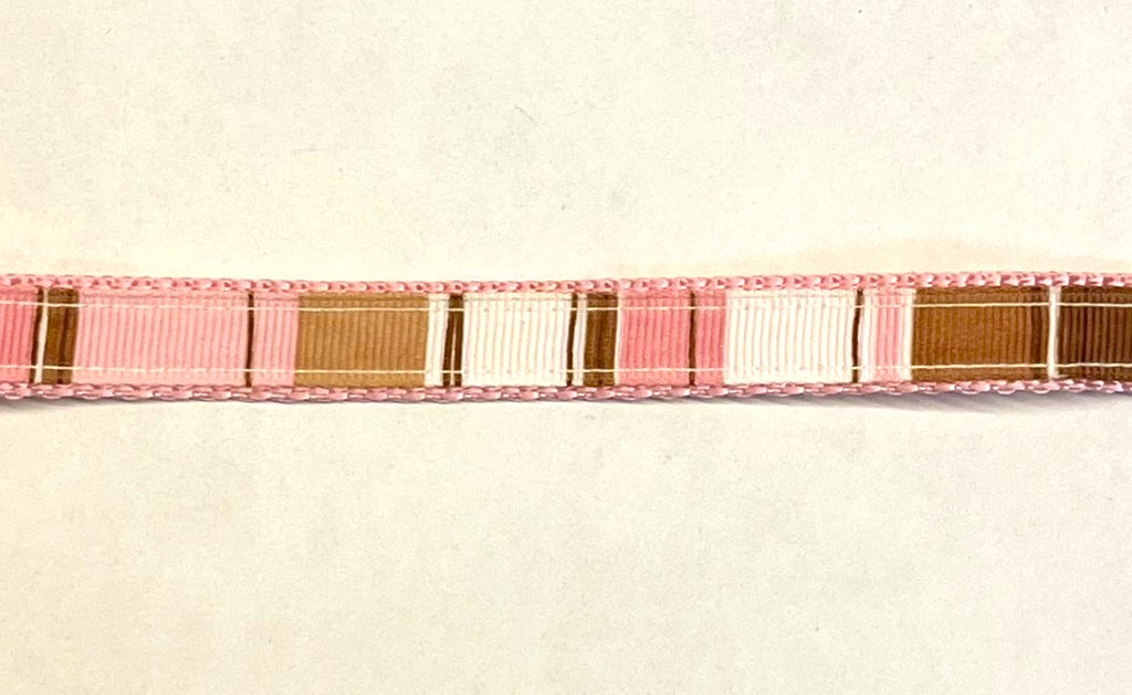 Light Pink, Pink, Brown, Tan & White Vertical Stripe Dog Collar 1/2 inch