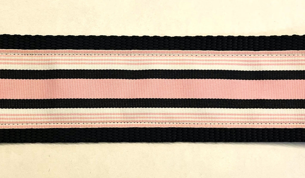 Light Pink, White, and Black Stripes Dog Collar 2in