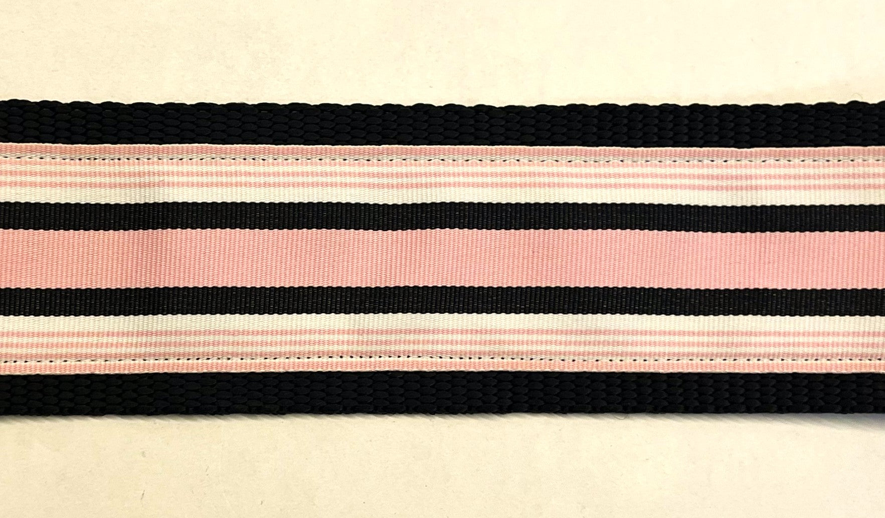 Light Pink, White, and Black Stripes Martingale Collar 2in