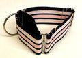 Light Pink, White, and Black Stripes Martingale Collar 2in