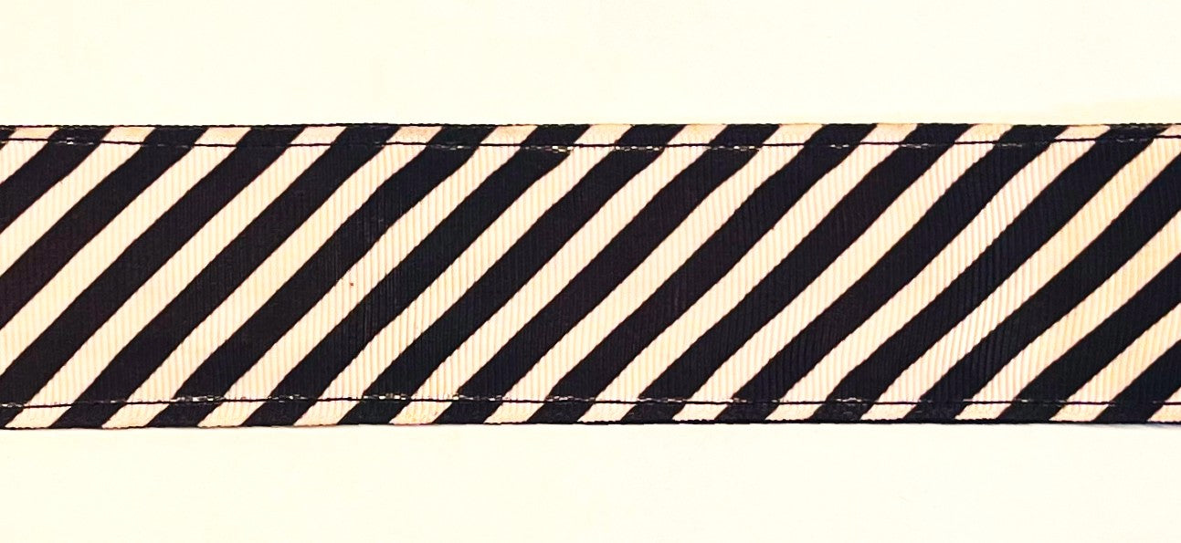 Black and Light Pink Diagonal Stripe Dog Collar 1 1/2 in