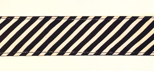 Black and Light Pink Diagonal Stripe Dog Collar 1 1/2 in