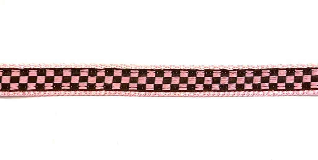 Light Pink & Brown Checkered Dog Collar 1/2 inch