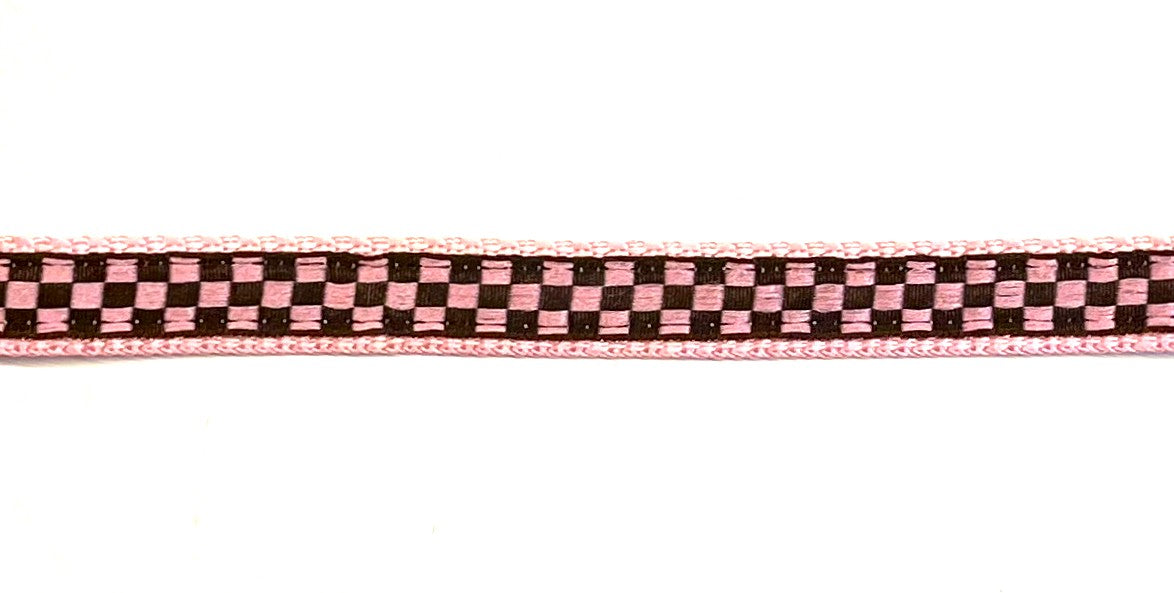 Light Pink & Brown Checkered Dog Collar 1/2 inch