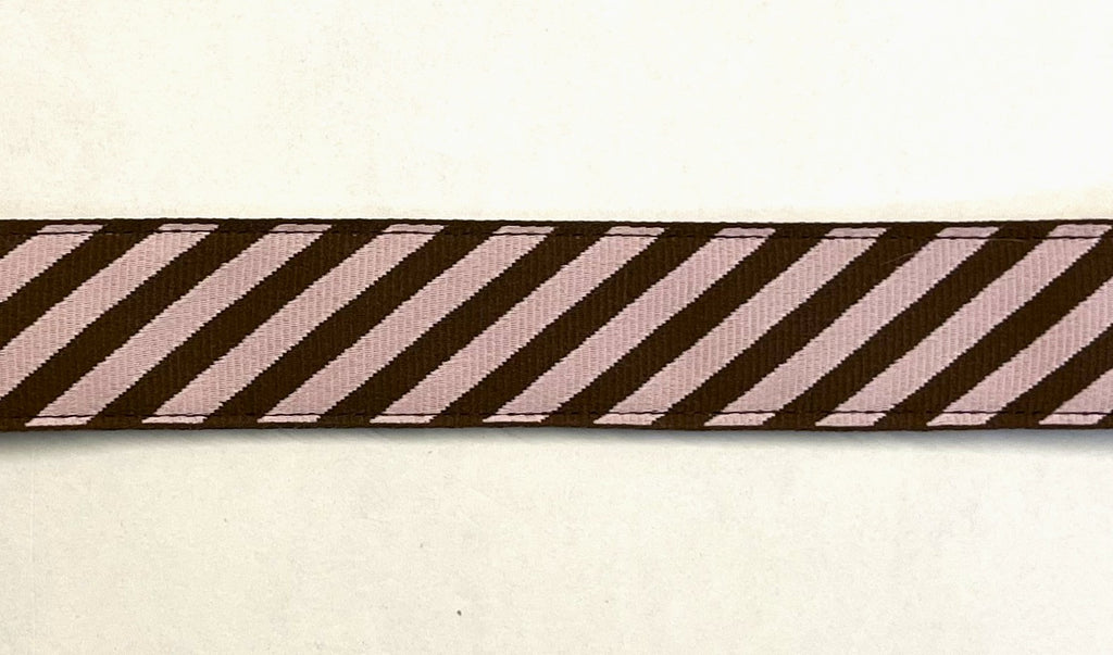 Light Pink and Brown Diagonal Stripe Dog Leash 1in