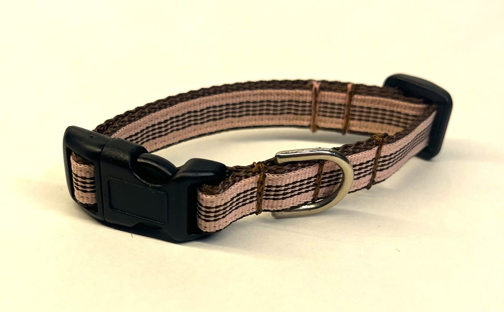 Light Pink and Brown Stripes Dog Collar 1/2