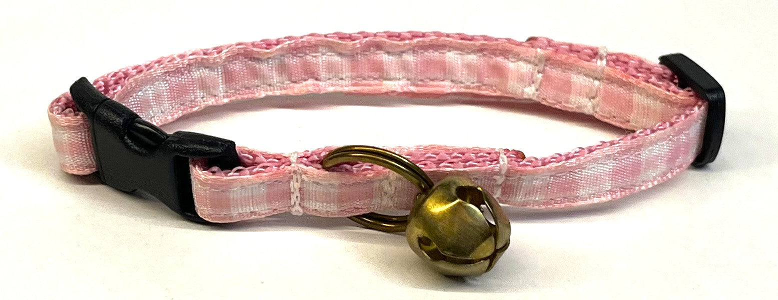 Light Pink and White Plaid Cat Collar