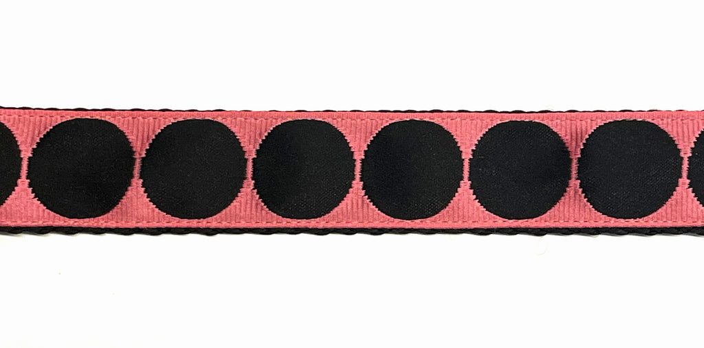 Light Pink with Black Large Dot Dog Leash 1in