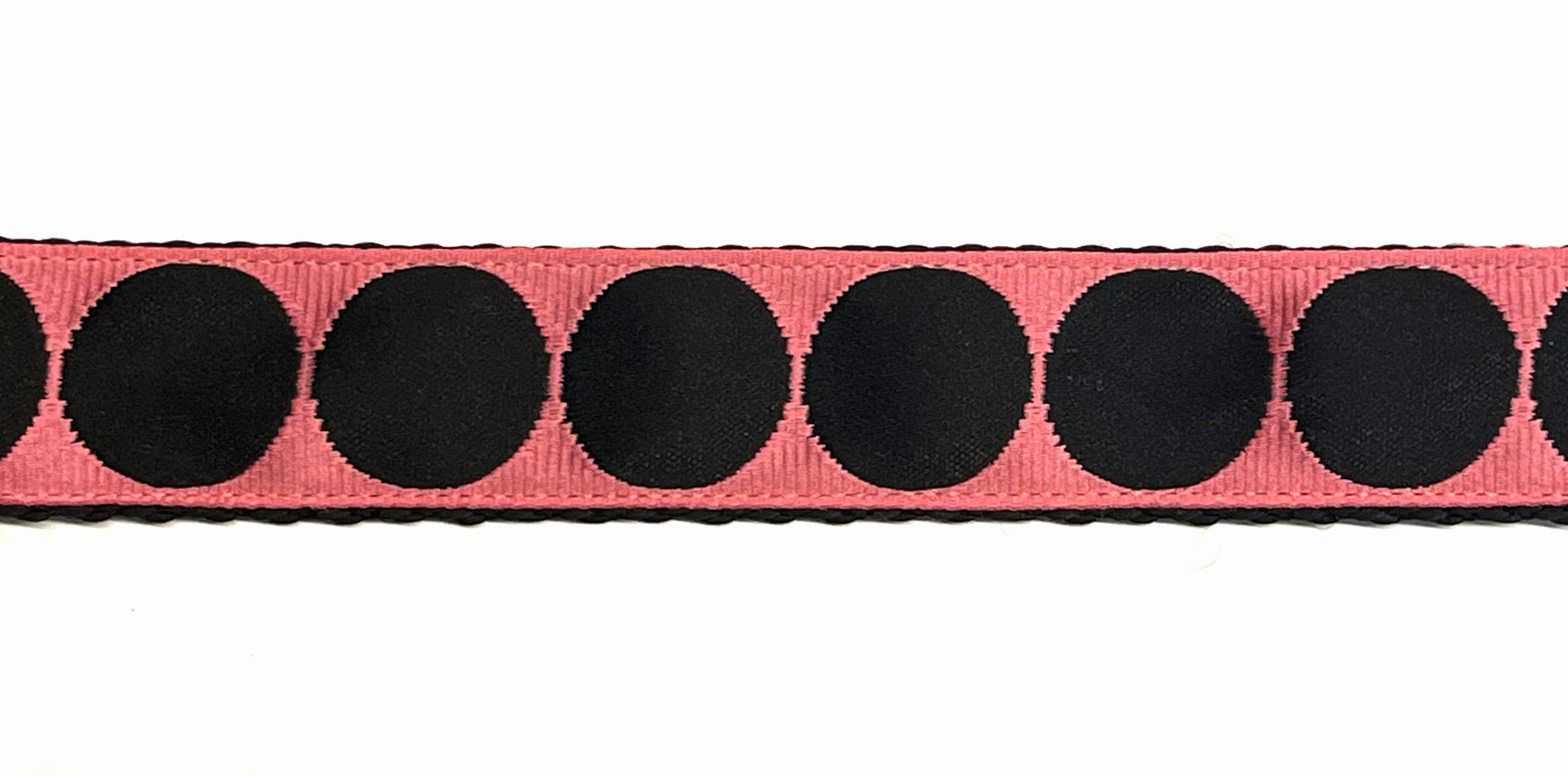 Light Pink with Black Large Dot Dog Leash 1in