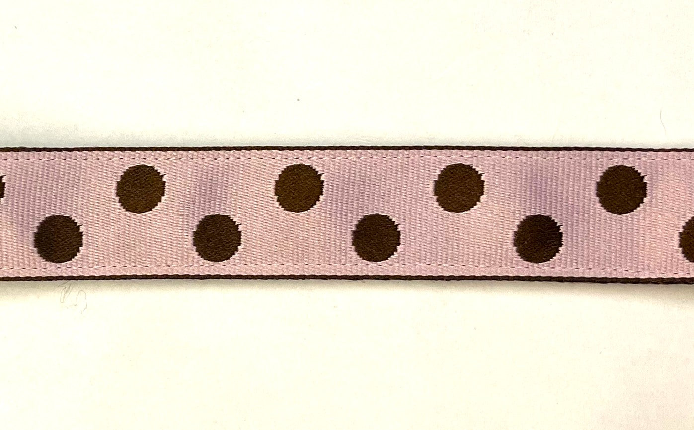 Light Pink with Brown Dots Dog Leash 1in
