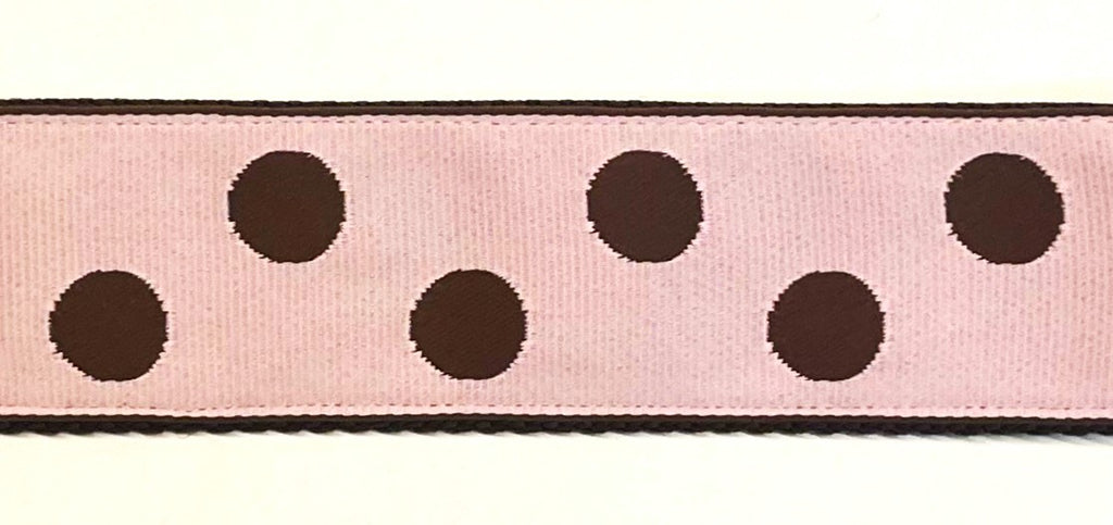 Light Pink with Brown Dots Dog Collar 1 1/2 in