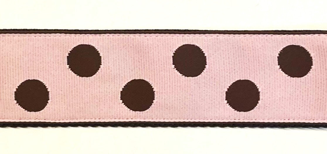 Light Pink with Brown Dots Dog Collar 1 1/2 in