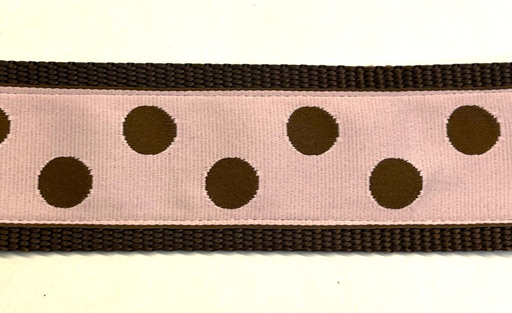 Light Pink with Brown Dots Dog Collar 2in