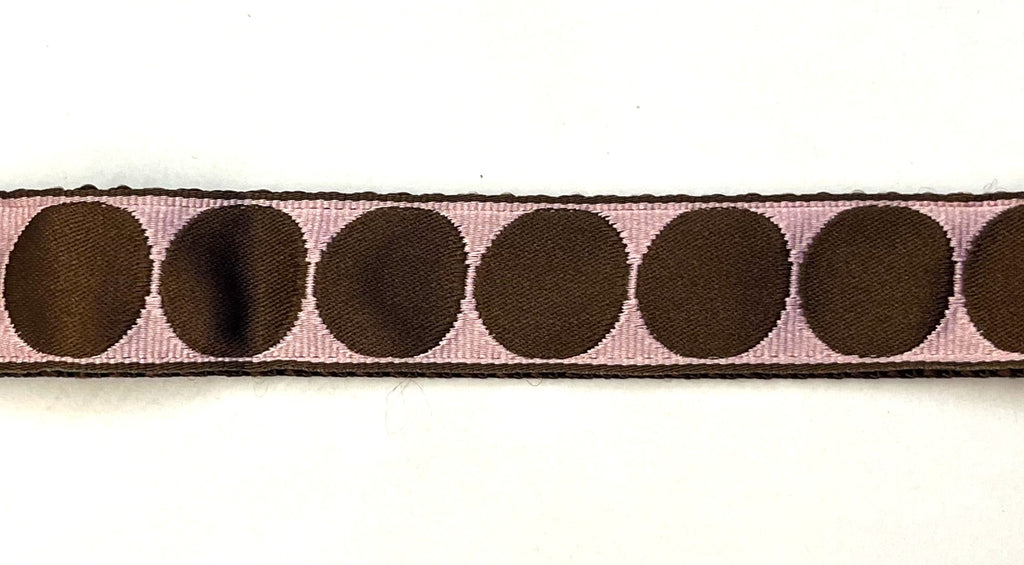 Light Pink with Brown Large Dot Dog Leash 1in