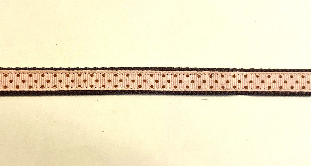 Light Pink with Brown Polka Dots Chain Martingale Collar 1/2