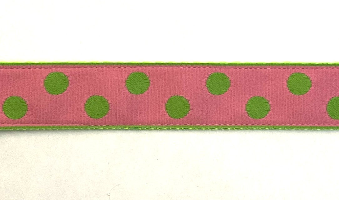 Light Pink with Green Dots Dog Collar 1in