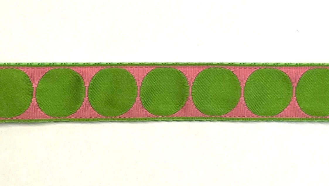 Light Pink with Green Large Dot Chain Martingale Collar 1in