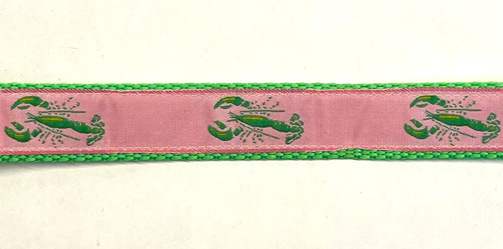 Light Pink with Green Lobsters Dog Collar 1in