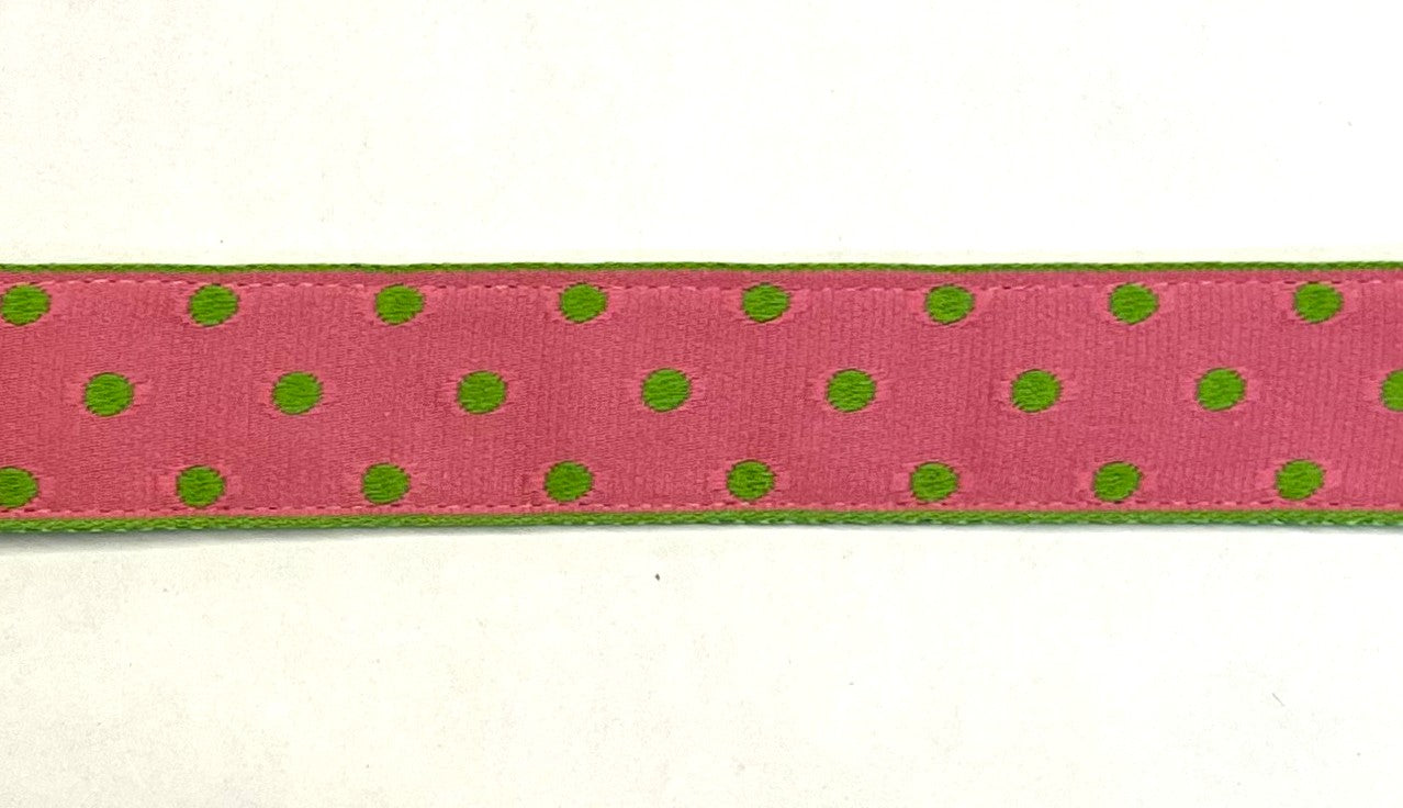 Light Pink with Green Polka Dots Dog Leash 1in