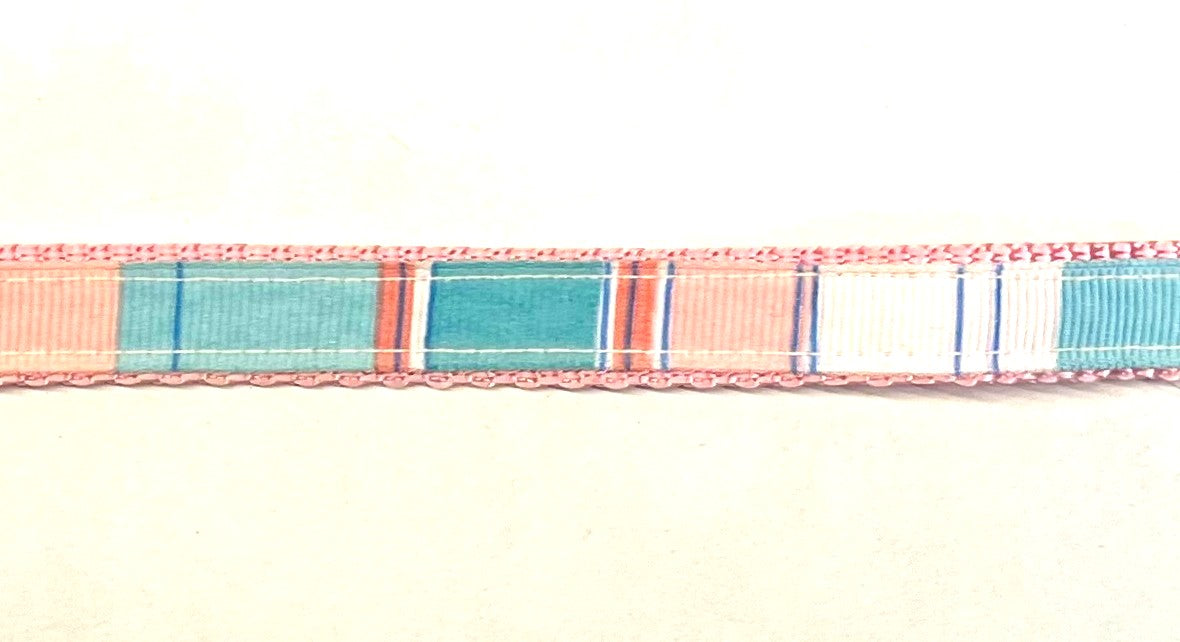 Light Blue, Pink, Light Pink & White Vertical Stripe Dog Collar 1/2 inch
