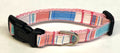 Light Blue, Pink, Light Pink & White Vertical Stripe Dog Collar 1/2