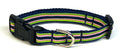 Navy, Lime Green, Light Pink & White Stripe Dog Collar 1/2