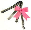 Navy, Lime Green, Light Pink & White Stripe Dog Leash 1/2