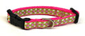 Lime Green, Pink & White Plaid Dog Collar 1/2