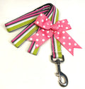 Lime Green, White, Black, and Pink Stripes Dog Leash 1in