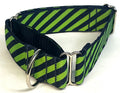 Lime Green and Navy Diagonal Stripe Martingale Collar 1 1/2 in