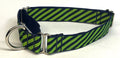 Lime Green and Navy Diagonal Stripe Martingale Collar 1in