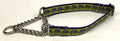 Lime Green with Lavender Elephants Chain Martingale Collar 1/2