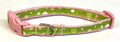 Lime Green with Light Pink, Green & White Bubble Dots Dog Collar 1/2
