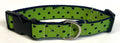 Lime Green with Navy Polka Dots Dog Collar 1in