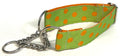 Lime Green with Orange Dots Chain Martingale Collar 1 1/2 in