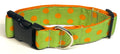 Lime Green with Orange Dots Dog Collar 1 1/2 in