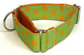 Lime Green with Orange Dots Martingale Collar 1 1/2 in