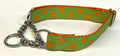Lime Green with Orange Dots Chain Martingale Collar 1in