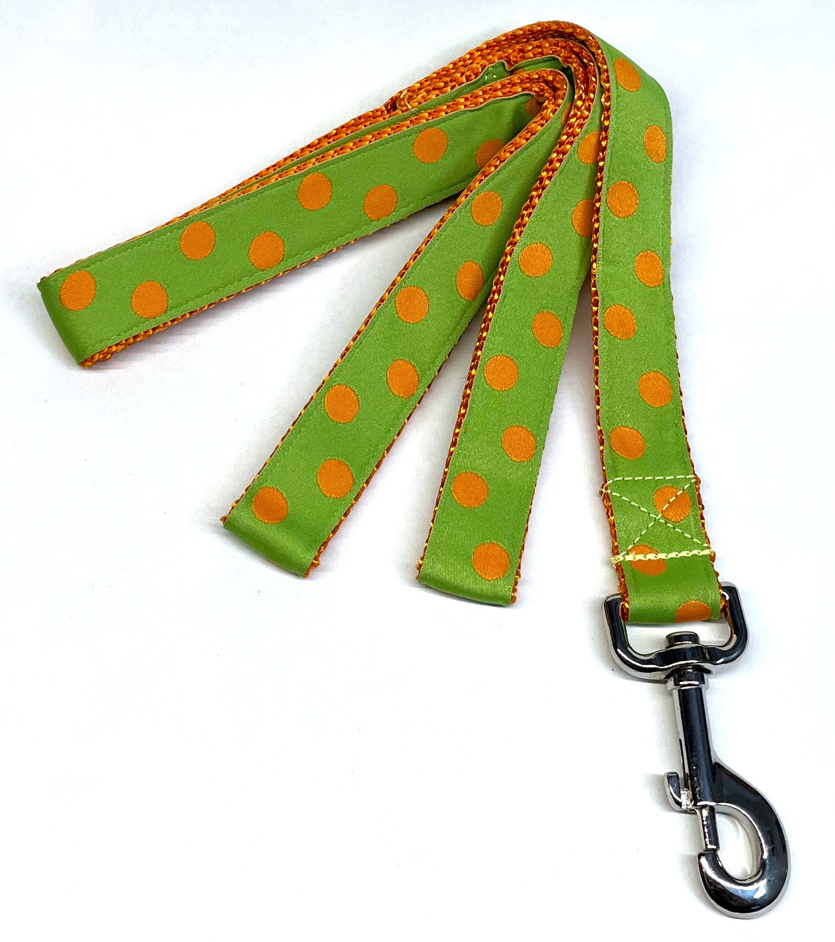 Lime Green with Orange Dots Dog Leash 1in