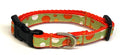 Lime Green with Orange & White Bubble Dots Dog Collar 1/2