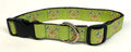 Lime Green with Palm Tree Tennis Rackets Dog Collar 1in