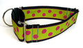 Lime Green with Pink Dots Martingale Collar 2in