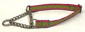Lime Green with Pink Polka Dots Chain Martingale Collar 1/2