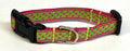 Lime Green with Pink Polka Dots Dog Collar 1/2