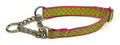 Lime Green with Pink Polka Dots Chain Martingale Collar 3/4