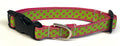 Lime Green with Pink Polka Dots Dog Collar 3/4