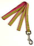 Lime Green with Pink Polka Dots Dog Leash 3/4