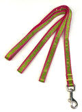 Lime Green with Pink Square Dots Dog Leash 1/2