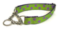 Lime Green with Purple Dots Chain Martingale Collar 1in